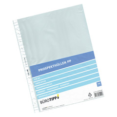 VEPATIM 100 Prospekthüllen A4 Standard oben offen transparent/genarbt 40my