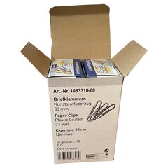 Preview: VEPATIM 10 Büroklammern Briefklammern farblich sortiert 33mm (10 packs je 100 Stk) = 1000 Stk.