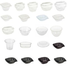 BIO Einweg Salatschalen mit Deckel Bio-Kunststoff PLA schwarz transparent Imbiss