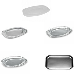 Einweg Party Servierteller Servierplatte Catering Kanapee EPS Alu 33-55 cm weiß silber