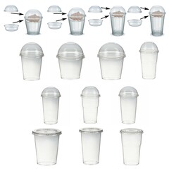 Einweg Becher Smoothies Müsli Joghurt Salat Dip Einsatz diverse Deckel 200-500ml