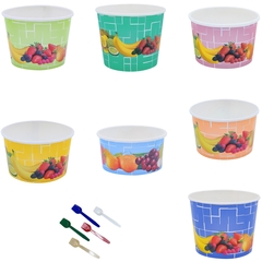 Eisbecher Pappe rund 100 - 580ml Fruchtreigen Eislöffel 7 Größen Auswahl