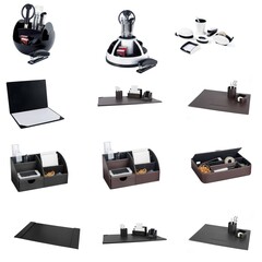 Schreibtischset Schreibtischorganizer mit Zubehör braun schwarz weiß div Größen