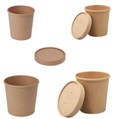 Suppenbehälter Suppenbecher Kraftpapier braun 400ml 650ml Deckel FSC® Auswahl