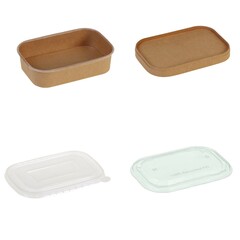 Kartonschale rechteckig Kraftpapier mit PE 500-1000ml Deckel PE rPET Karton Auswahl