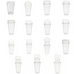 PLA Einweg Trinkbecher Smoothiebecher 500ml Eichstrich Deckel Einsatz Auswahl