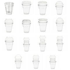 PLA Einweg Trinkbecher Smoothiebecher 300ml Eichstrich Deckel Einsatz Auswahl