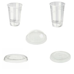 Einweg Trinkbecher PLA 200 250 ml Eichstrich  Ø 76 mm mit ohne Deckel Auswahl