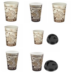 Einweg Automatenbecher Kaffeebecher bedruckt 180 200 250 300 ml Deckel Auswahl