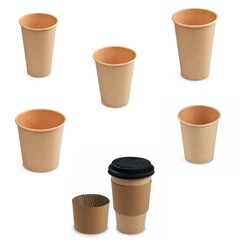 Heiß- und Kaltgetränkebecher Pappbecher braun 80 - 500 ml Manschetten Auswahl
