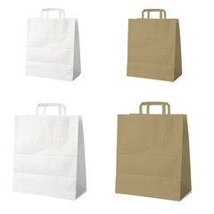 GASTRO Papiertragetaschen Papiertüten mit EAN-Code weiß braun 2 Größen Auswahl