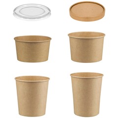 Einweg Suppenbecher Schale Kraftpapier 350 - 900 ml Bowl diverse Deckel Auswahl