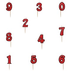 Zahlenkerze Geburtstagskerze Tortenkerzen 0-9 rot Auswahl