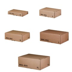Versandkarton MAILBOX XS-XL Steckverschluss wiederverschließbar braun