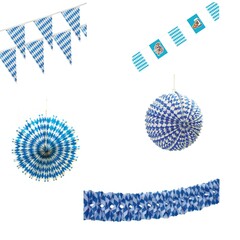 Girlande Rosette Lampion Oktoberfest weiß blau Raumdekoration Auswahl