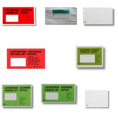 Dokumententaschen Pergamin Papier Lieferschein/Rechnung DIN-Lang rot weiß grün