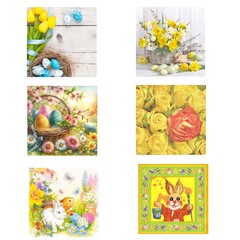 Osterservietten Einweg Osterhase Rosen Ostereier 3-lagig 33 x 33 cm 6 Motive