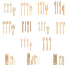 Besteck Einweg Bambus Holz Messer Gabel Löffel Snackgabel Set Auswahl