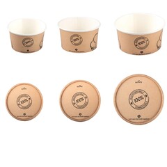 BIO Eisbecher aus Karton 120 150 240 ml Deckel zur Auswahl