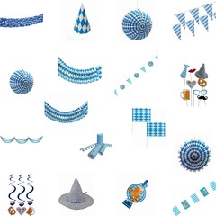 Girlanden Lampion Hut Luftschlangen Dekoration Oktoberfest weiß blau Auswahl