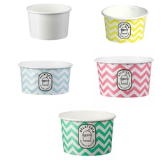 Eisbecher Papier weiß gezackt Chevron bunt 125 145 180 260 ml Kugeln Softeis Icecream