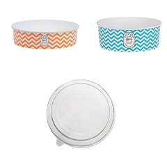 Eisbecher PP groß Zick Zack Motiv orange blau 900 1250 ml Deckel optional