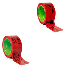 (€ 0,01/m-€ 0,10/m) Klebeband 48mmx66m rot mit Vorsicht Glas Bruchgefahr