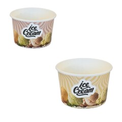 Eisbecher Pappe Dessertbecher 140 175 ml bedruckt ICE CREAM Ø70 85 mm