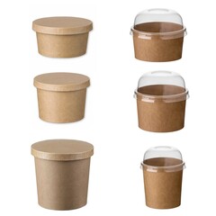 Eisbecher Dessertbecher Kraftpapier FSC® rund 140 230 350 ml braun Deckel