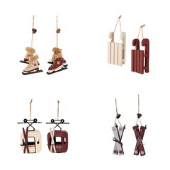 Christbaumschmuck Holz Schlitten Ski Gondel Schlittschuhe 9-13 cm