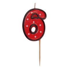 Zahlenkerze Geburtstagskerze "6" rot ca. 85 mm