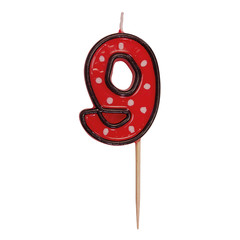 Zahlenkerze Geburtstagskerze "9" rot ca. 85 mm