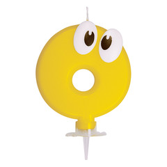 Zahlenkerze Geburtstagskerze "0" gelb ca. 90 mm