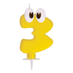 Zahlenkerze Geburtstagskerze "3" gelb ca. 90 mm