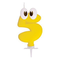 Zahlenkerze Geburtstagskerze "5" gelb ca. 90 mm