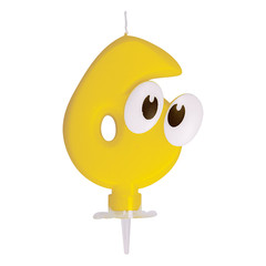 Zahlenkerze Geburtstagskerze "6" gelb ca. 90 mm