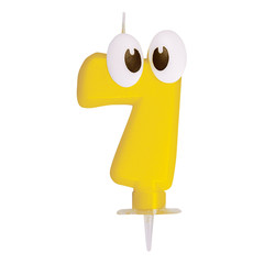 Zahlenkerze Geburtstagskerze "7" gelb ca. 90 mm
