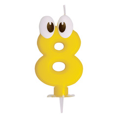 Zahlenkerze Geburtstagskerze "8" gelb ca. 90 mm