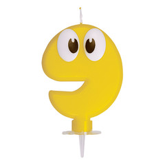 Zahlenkerze Geburtstagskerze "9" gelb ca. 90 mm