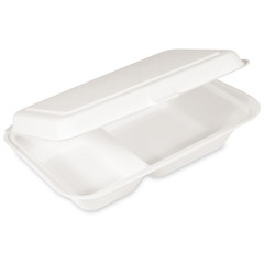 Bio Menüboxen Lunch-Boxen 2-geteilt aus Zuckerrohr Bagasse 250x162x63 mm 