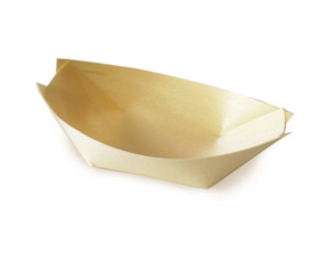 Fingerfood-Schale aus Holz schiffchenförmig 8 x 5,5 cm 