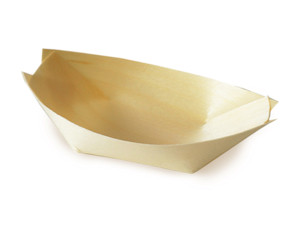 Fingerfood-Schale aus Holz schiffchenförmig 9 x 6 cm 