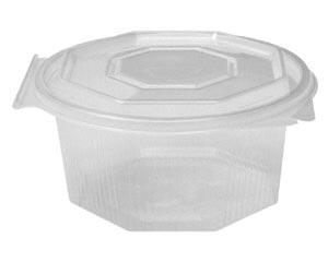 Achteckbecher klar mit angehängtem Deckel 500 ml (PP) 