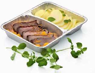 Preview: Alu-Menüschalen Aluschalen 2-geteilt 810 ml 227 x 177 x 30 mm 