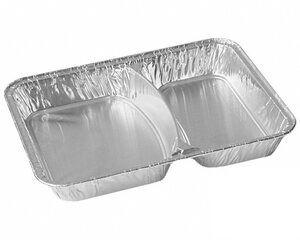 Alu-Menüschalen Aluschalen 2-geteilt 1020 ml 227 x 177 x 39 mm 