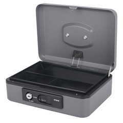 1x Deluxe Geldkassette mit praktischer Öffnungsfunktion 250mm silber