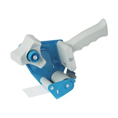 VEPATIM Handabroller grau/blau mit Andrucklasche & Rollenbremse für 50mm x 66m Packband