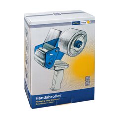 Preview: VEPATIM Handabroller grau/blau mit Andrucklasche & Rollenbremse für 50mm x 66m Packband