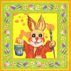 Osterservietten 3-lagig 33 x 33 cm Motiv malender Osterhase 