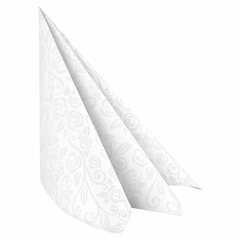 Servietten Airlaid 40x40cm 1/4 -Falz mit Rosenmuster weiß 